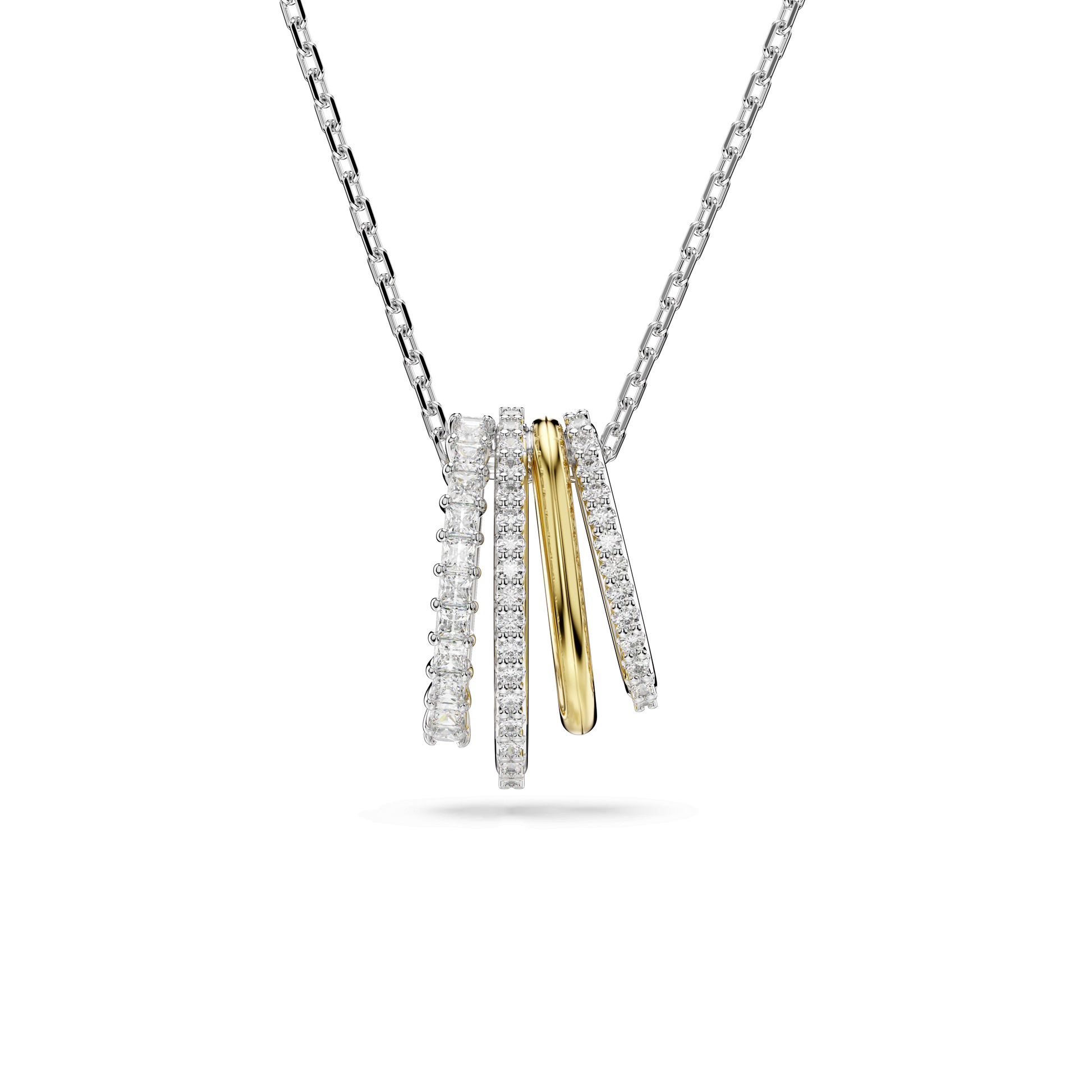 Hyperbola pendant, Mixed cuts, White, Mixed metal finish