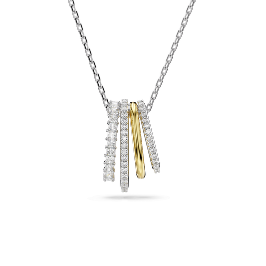 Hyperbola pendant, Mixed cuts, White, Mixed metal finish