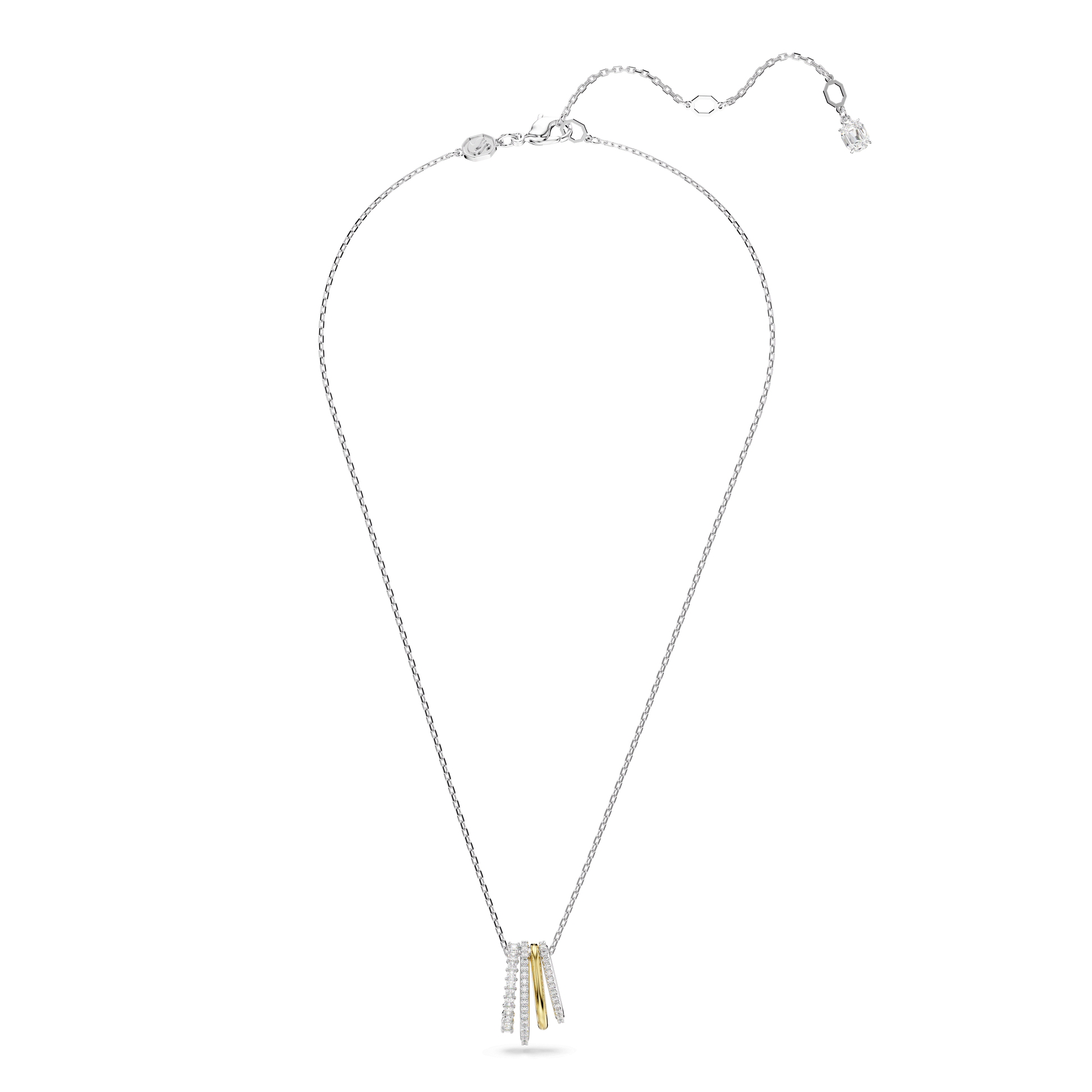 Hyperbola pendant, Mixed cuts, White, Mixed metal finish