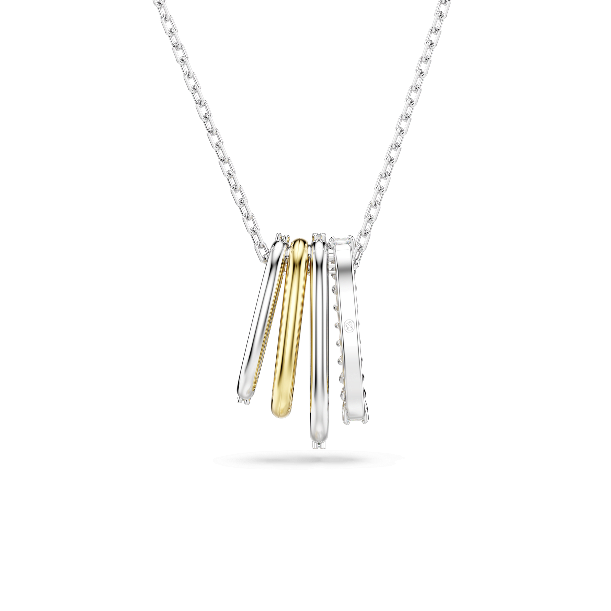 Hyperbola pendant, Mixed cuts, White, Mixed metal finish