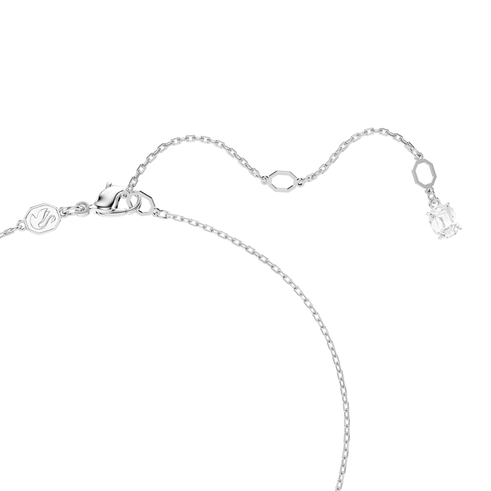 Matrix pendant, Crystal pearl, Round cut, White, Rhodium plated