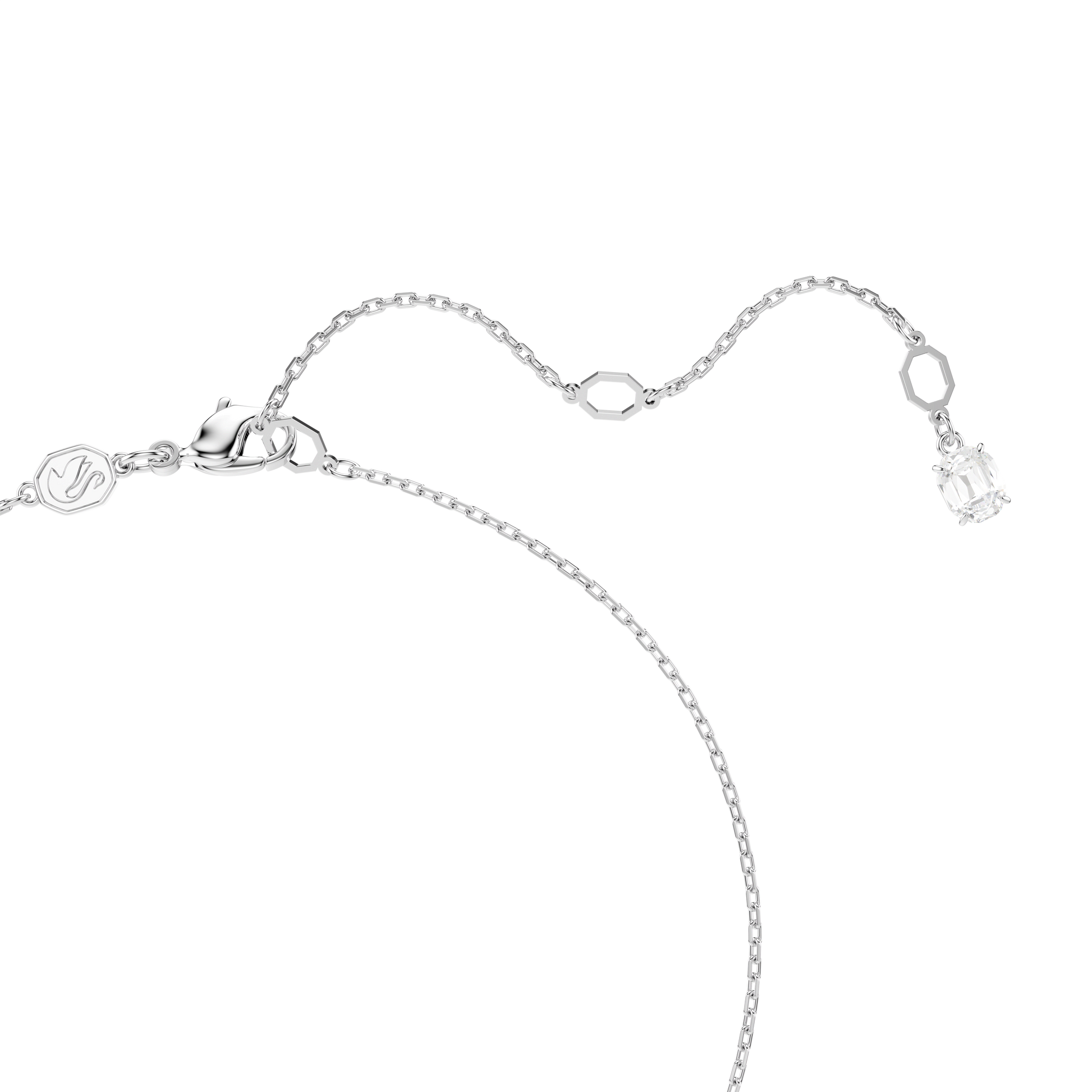 Matrix pendant, Crystal pearl, Round cut, White, Rhodium plated