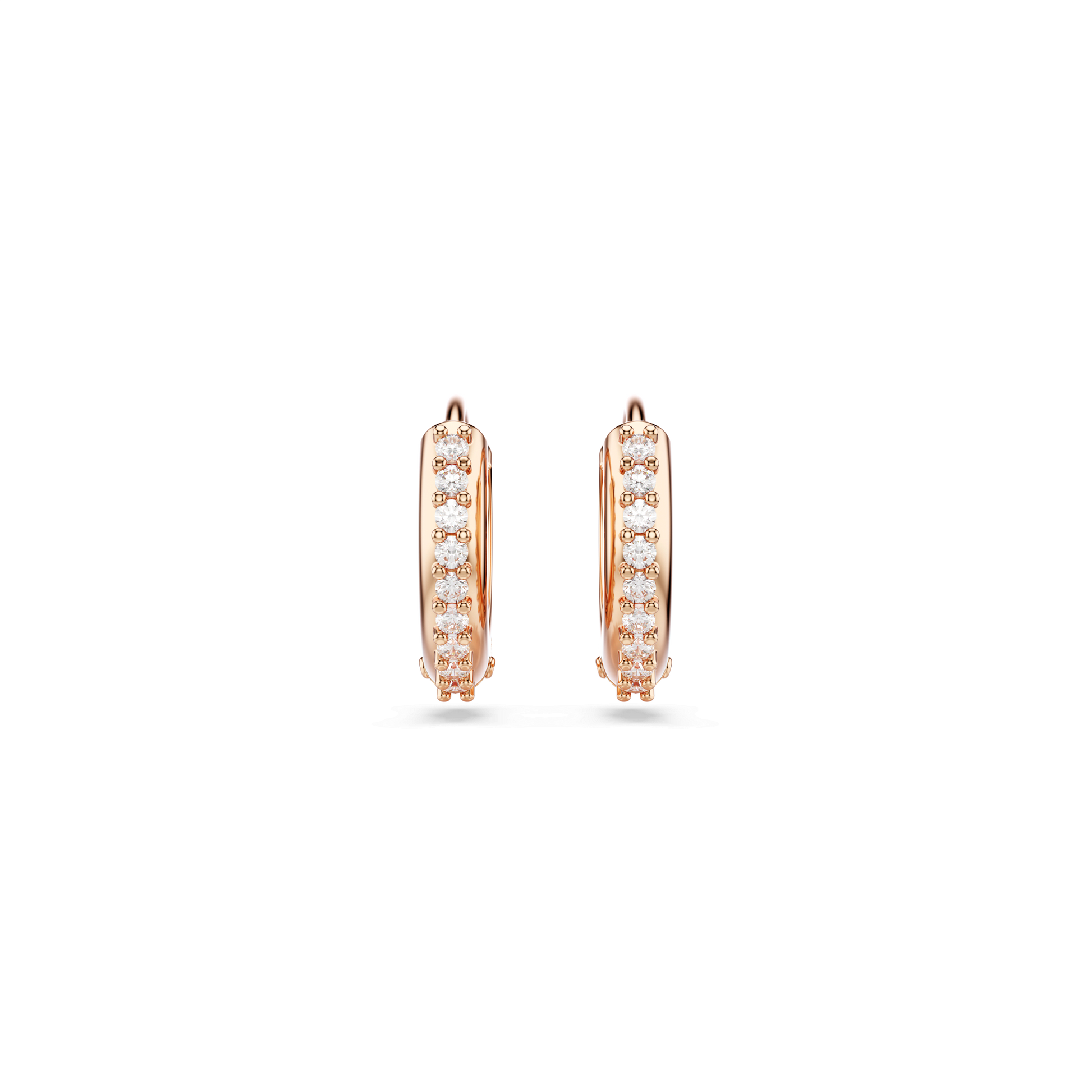 Matrix hoop earrings, Round cut, White, 18K rose gold finish