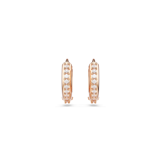 Matrix hoop earrings, Round cut, White, 18K rose gold finish