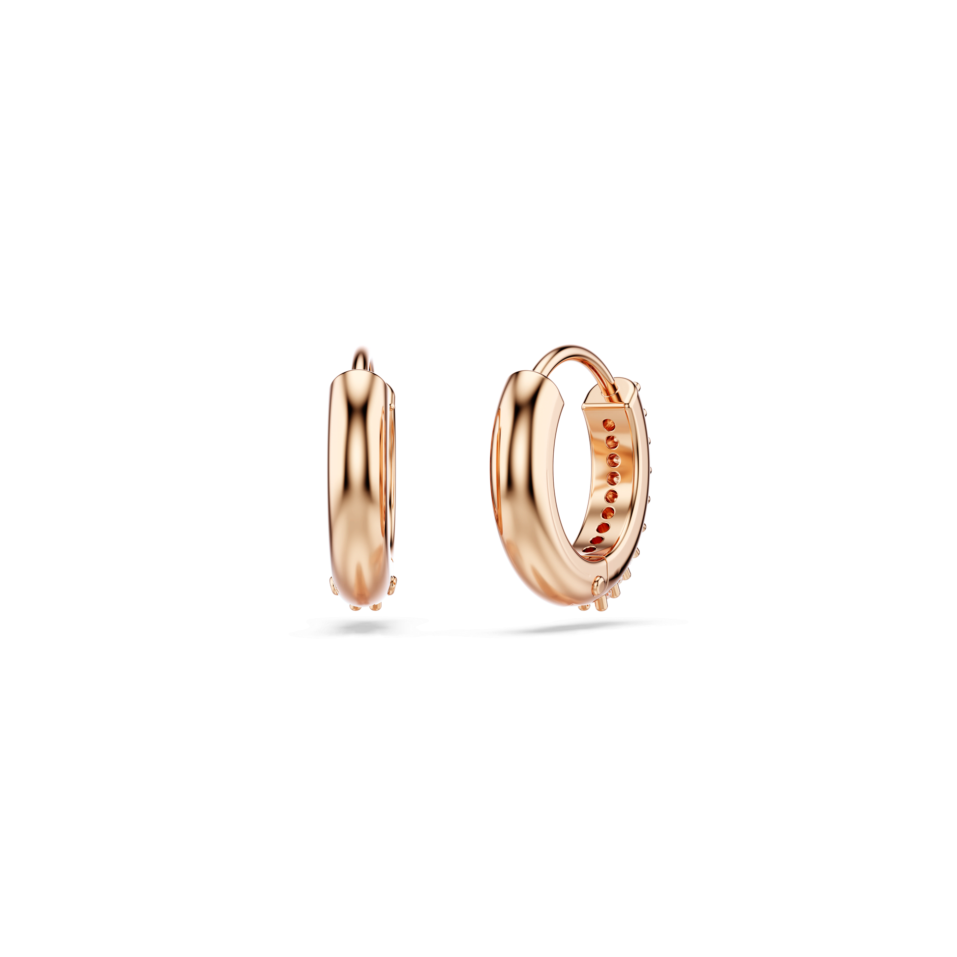 Matrix hoop earrings, Round cut, White, 18K rose gold finish