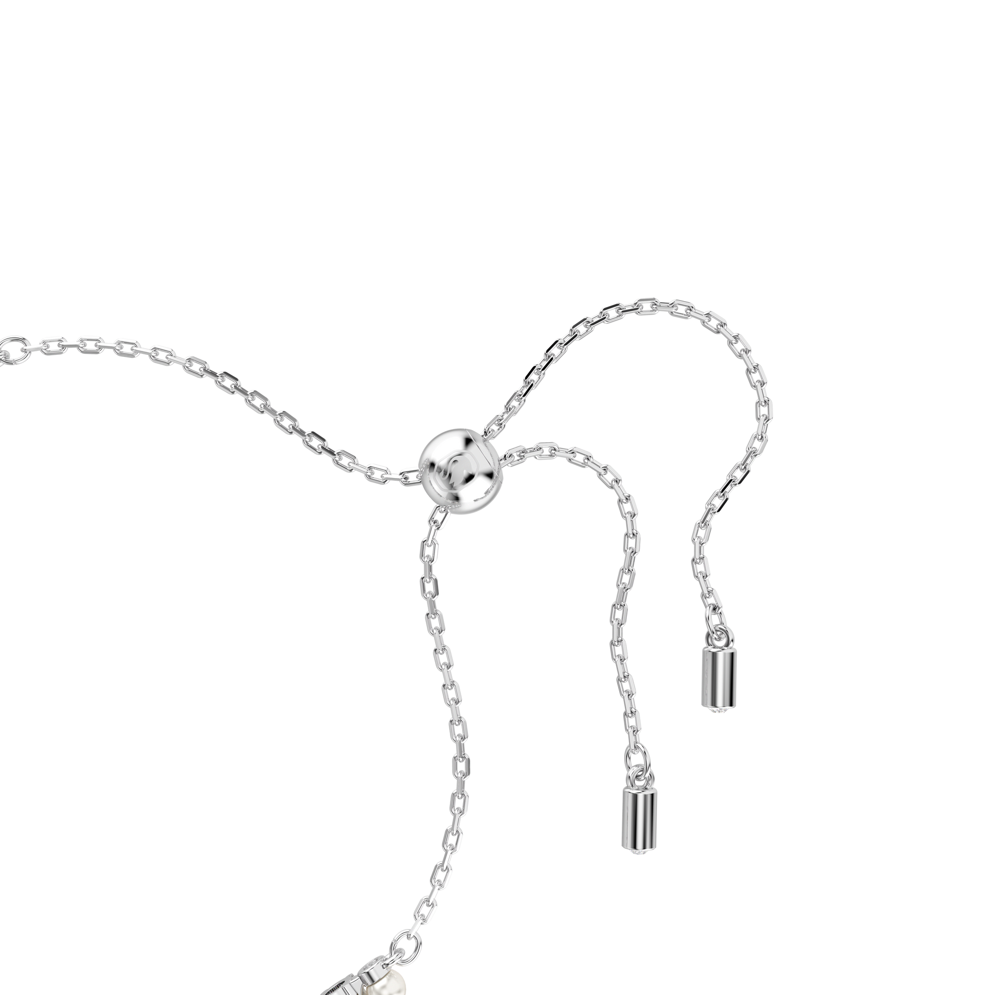 Matrix Tennis bracelet, Crystal pearl, Round cut, White, Rhodium plated