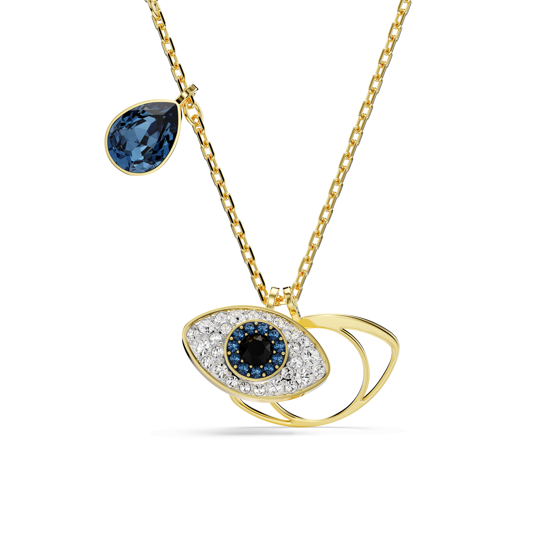 Symbolica pendant, Evil eye, Blue, 18K gold finish