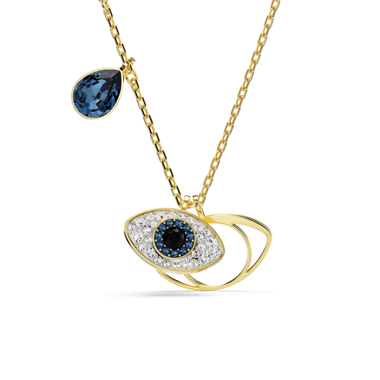 Symbolica pendant, Evil eye, Blue, 18K gold finish