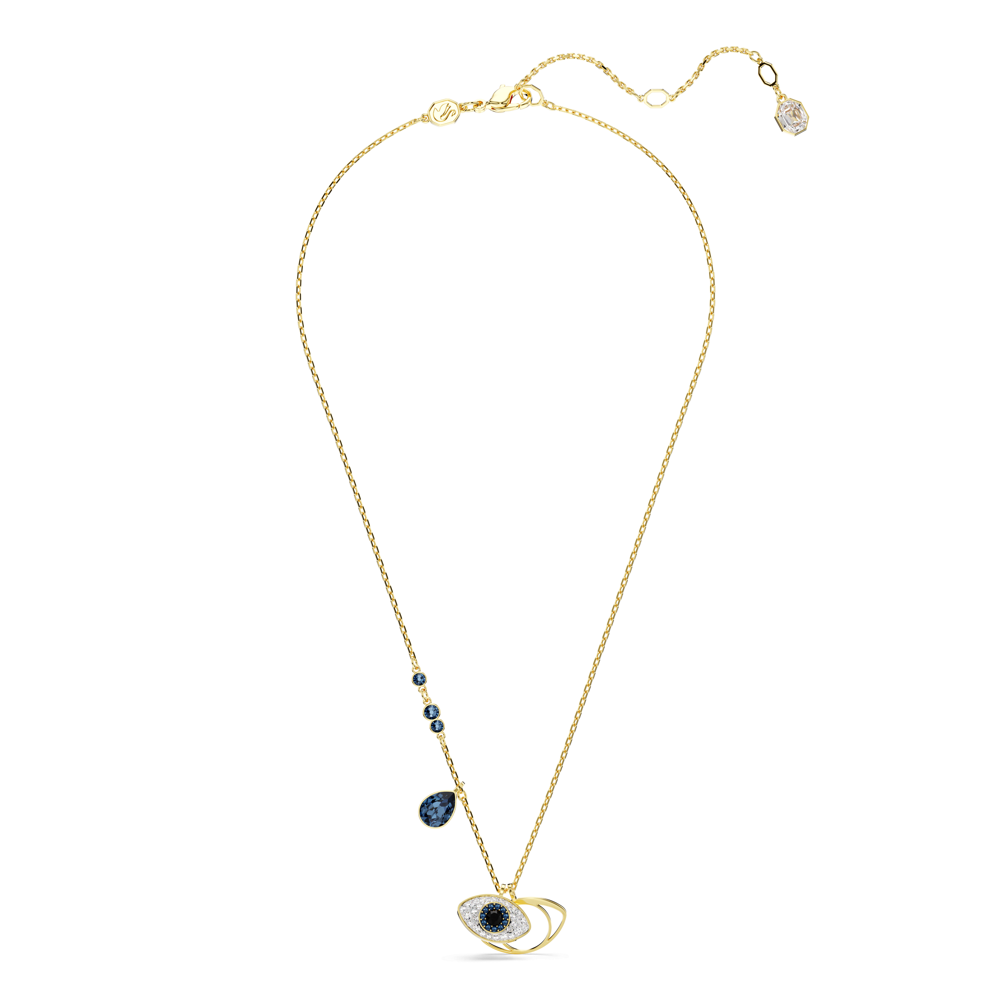 Symbolica pendant, Evil eye, Blue, 18K gold finish