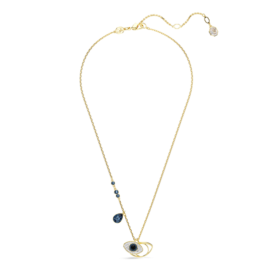 Symbolica pendant, Evil eye, Blue, 18K gold finish