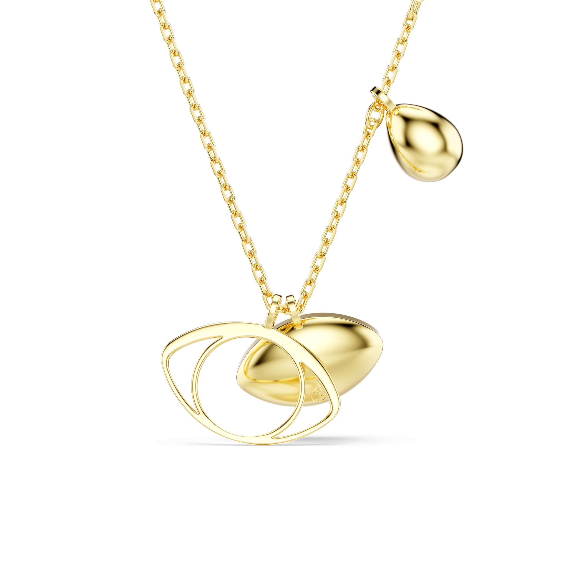 Symbolica pendant, Evil eye, Blue, 18K gold finish