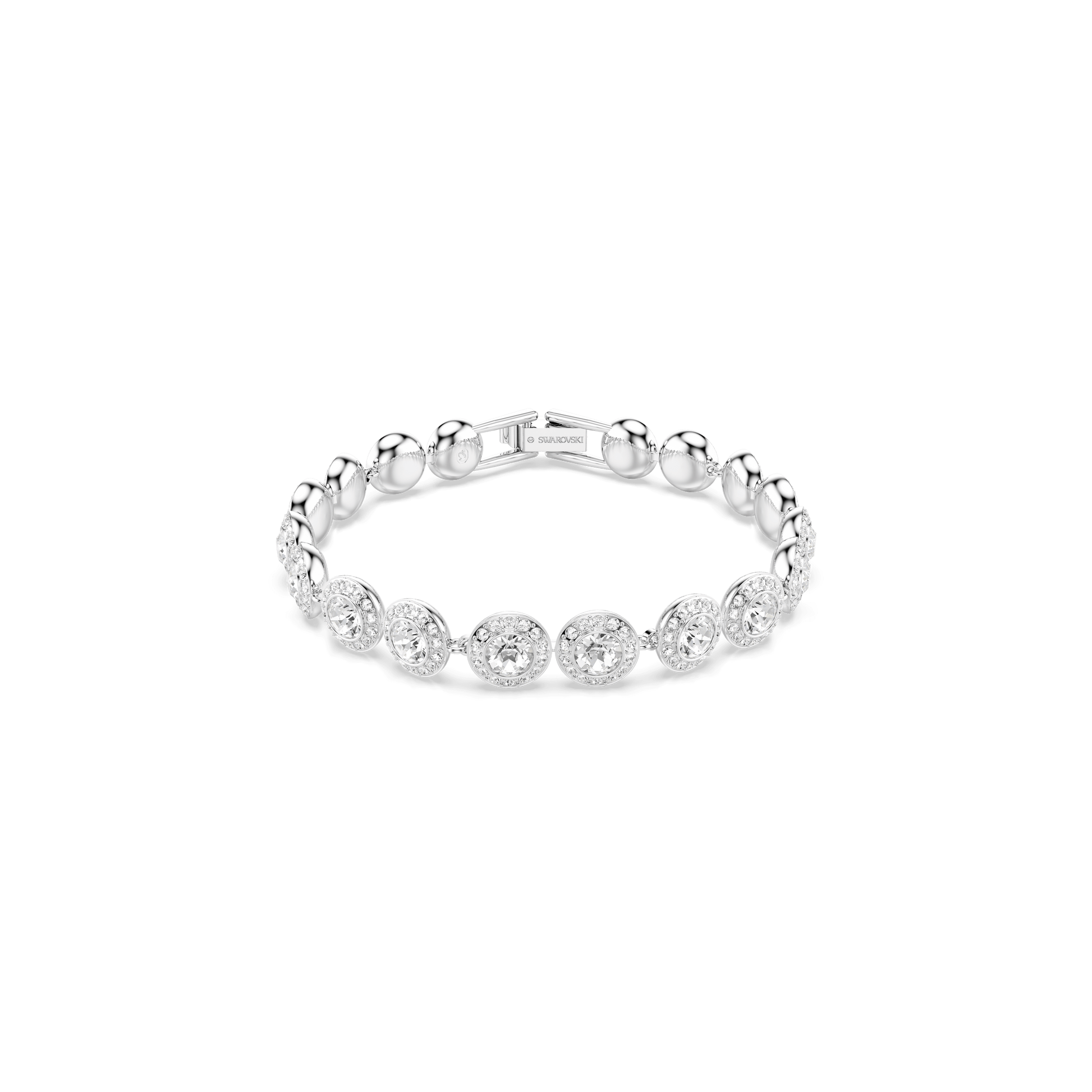 Una Angelic bracelet, Round cut, White, Rhodium plated