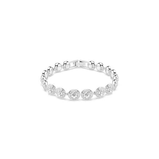 Una Angelic bracelet, Round cut, White, Rhodium plated