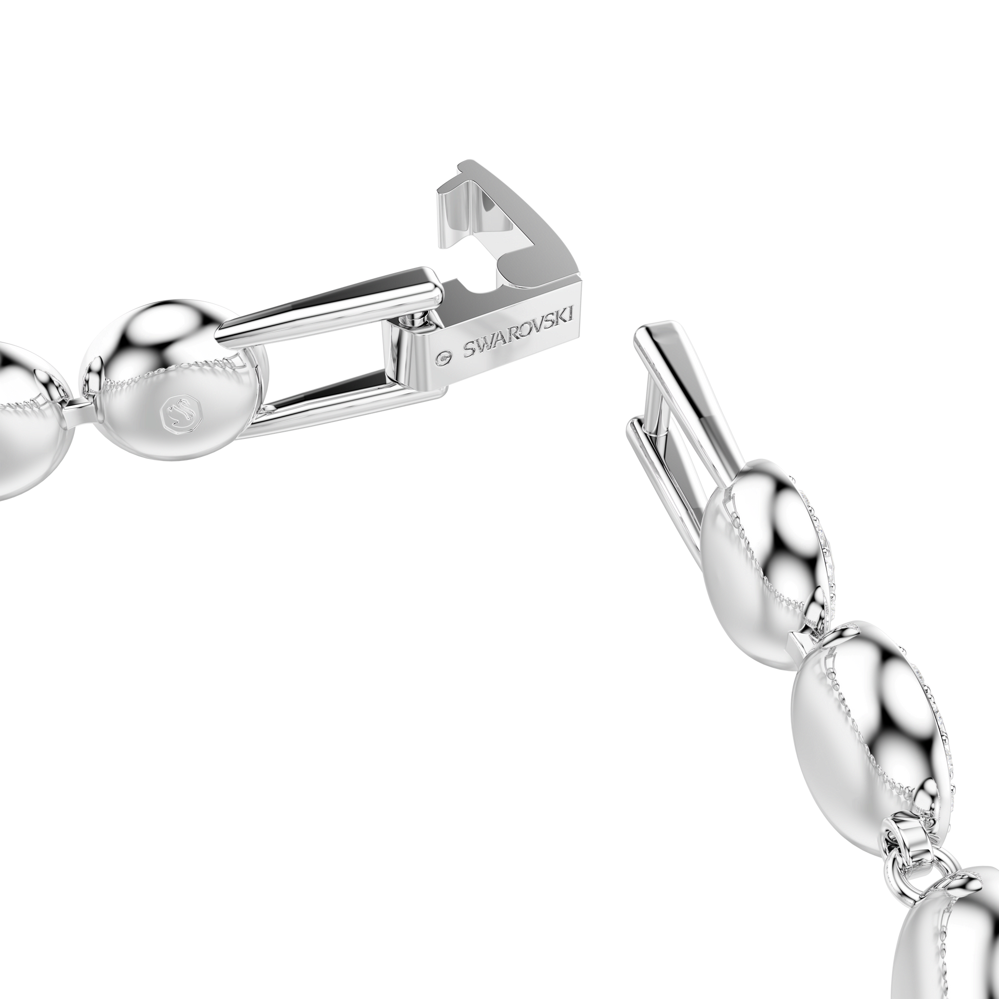 Una Angelic bracelet, Round cut, White, Rhodium plated