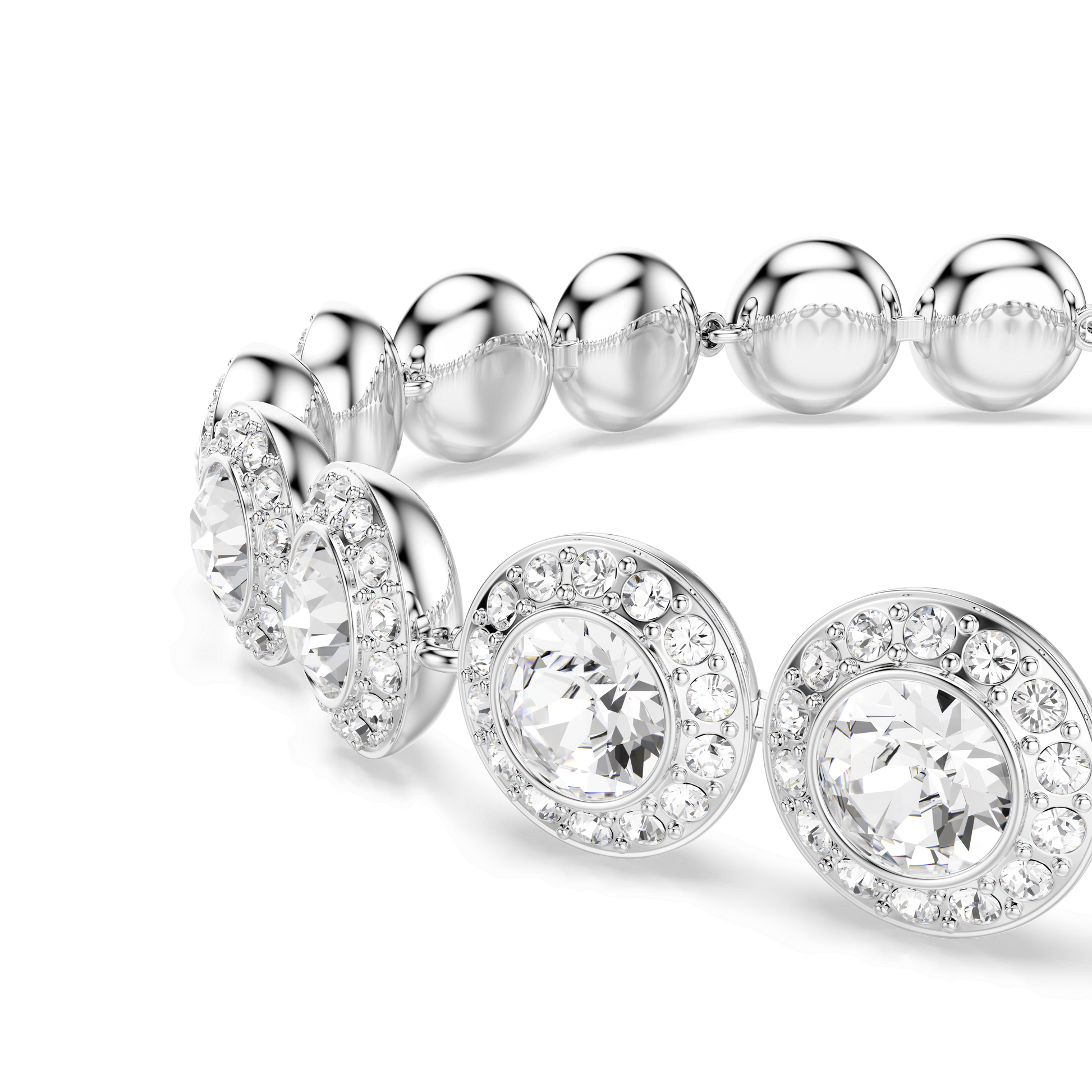 Una Angelic bracelet, Round cut, White, Rhodium plated