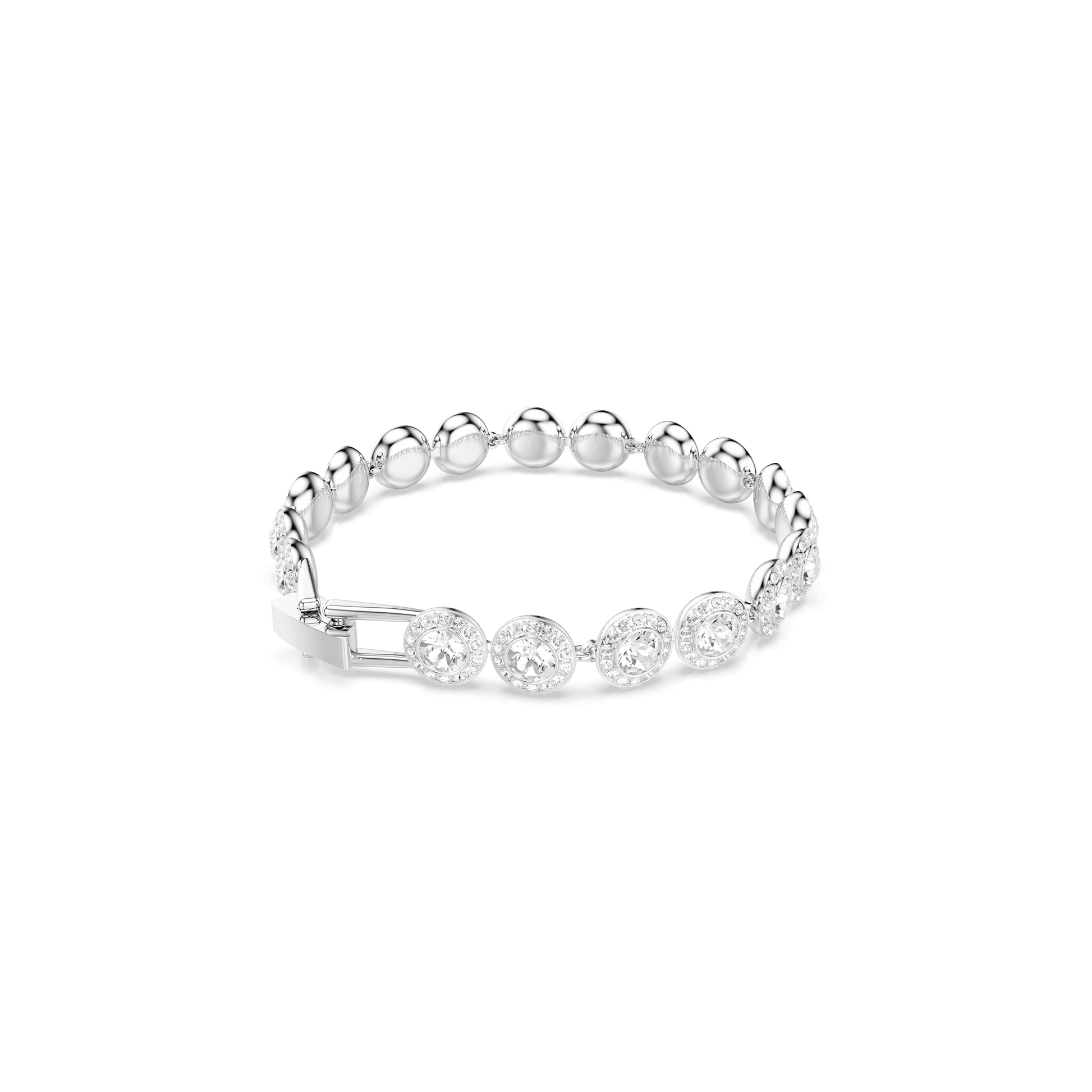 Una Angelic bracelet, Round cut, White, Rhodium plated