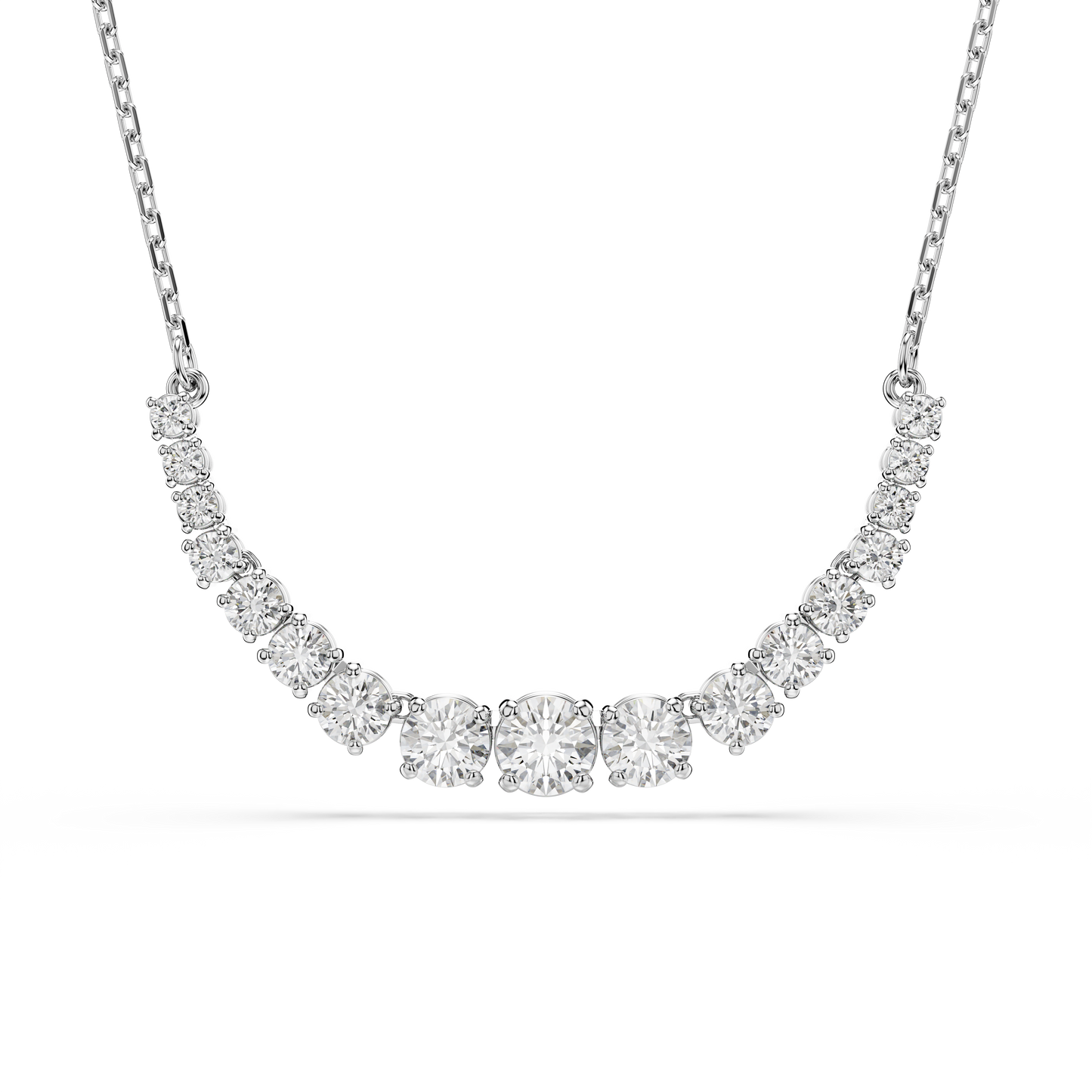 Swarovski Matrix necklace, Gradient of round cuts, White, Rhodium plated