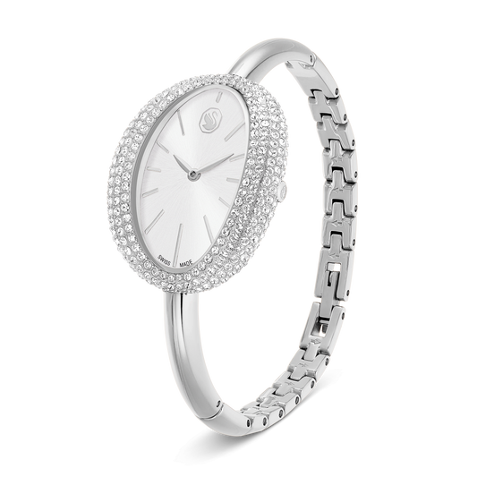 Imber bangle watch, Swiss Made, Metal bracelet, Silver tone, Stainless steel