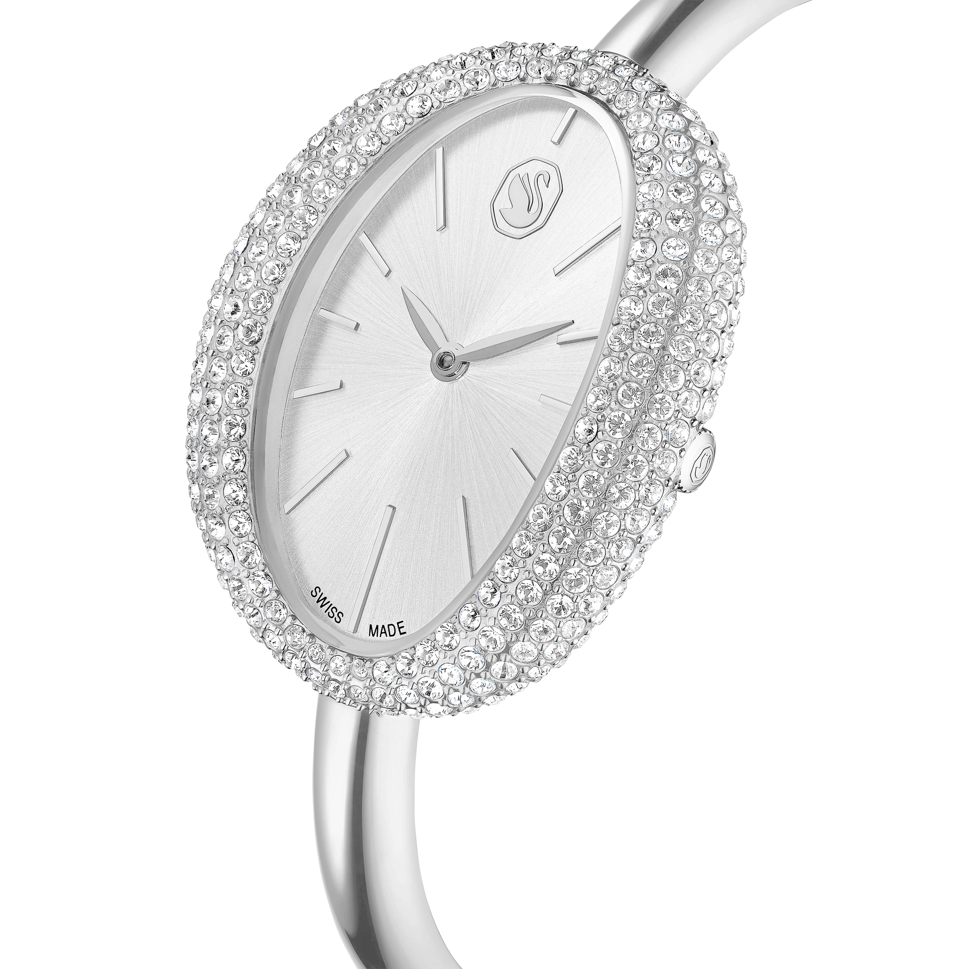 Imber bangle watch, Swiss Made, Metal bracelet, Silver tone, Stainless steel
