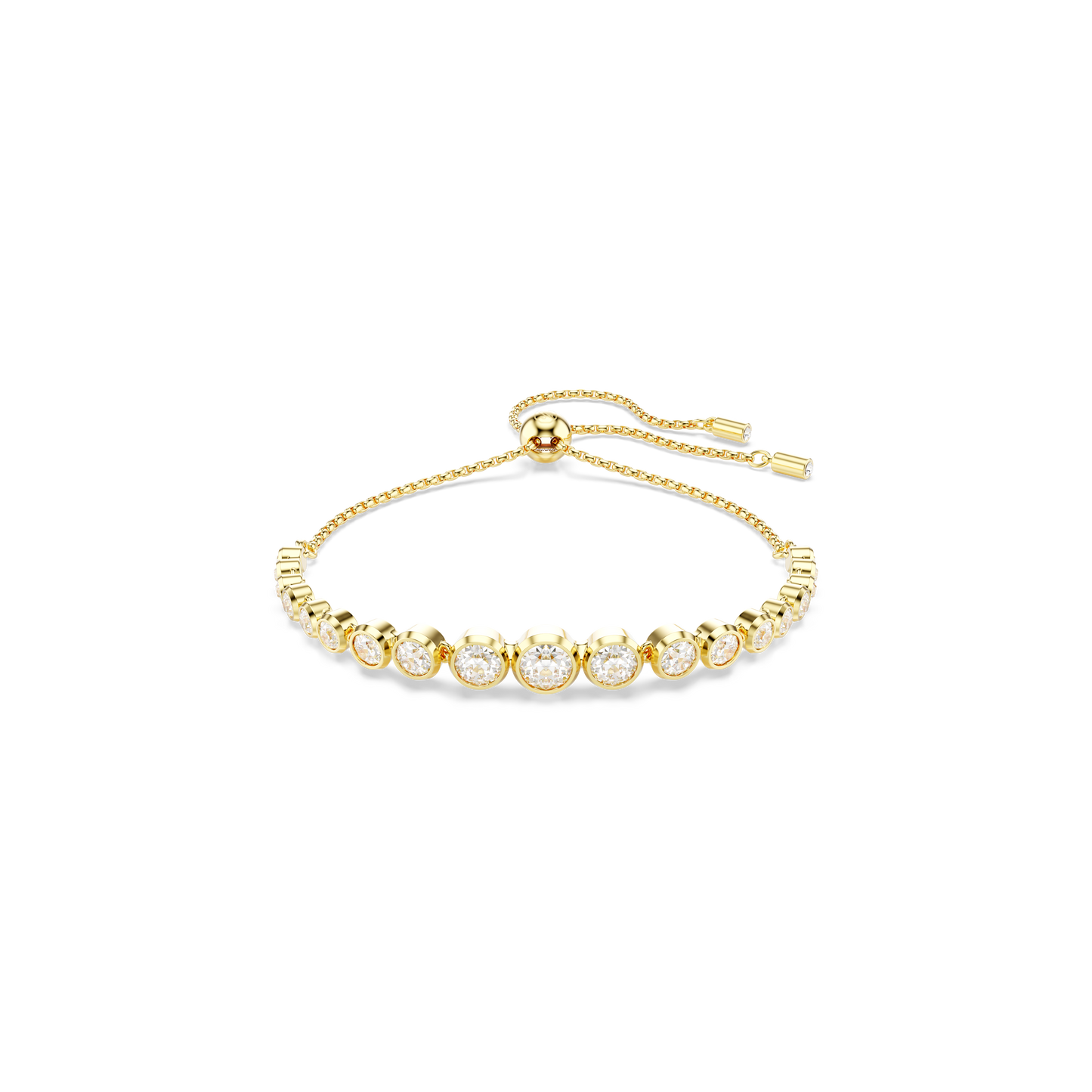 Swarovski Imber Tennis bracelet, Mixed round cuts, White, Gold-tone plated