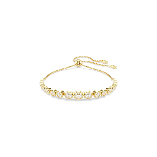 Swarovski Imber Tennis bracelet, Mixed round cuts, White, Gold-tone plated