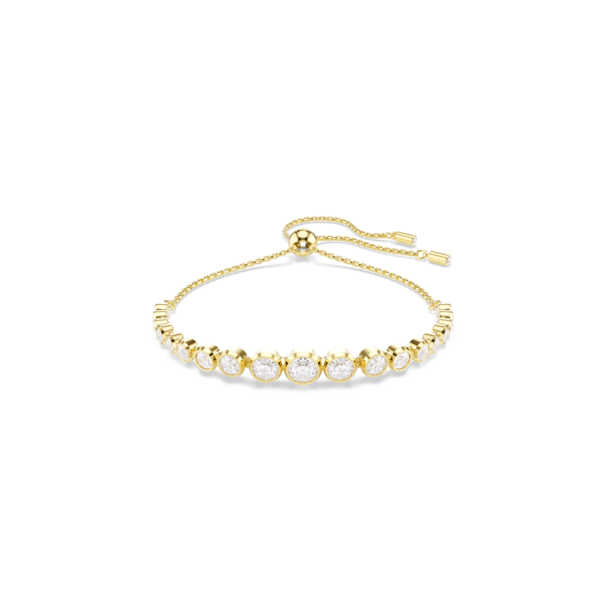 Imber bracelet, Mixed round cuts, White, 18K gold finish
