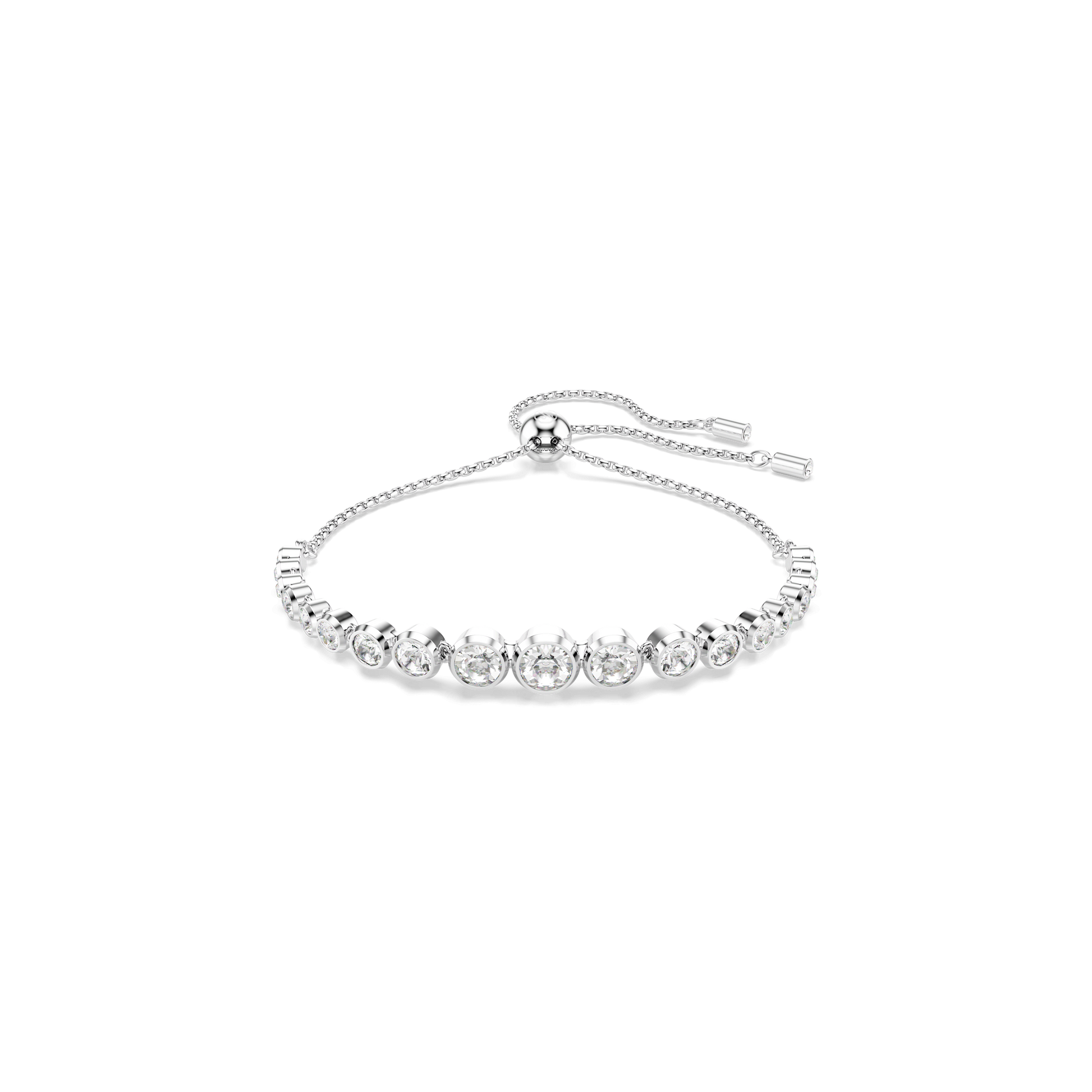 Imber bracelet, Mixed round cuts, White, Rhodium plated