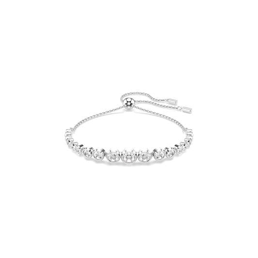 Imber bracelet, Mixed round cuts, White, Rhodium plated