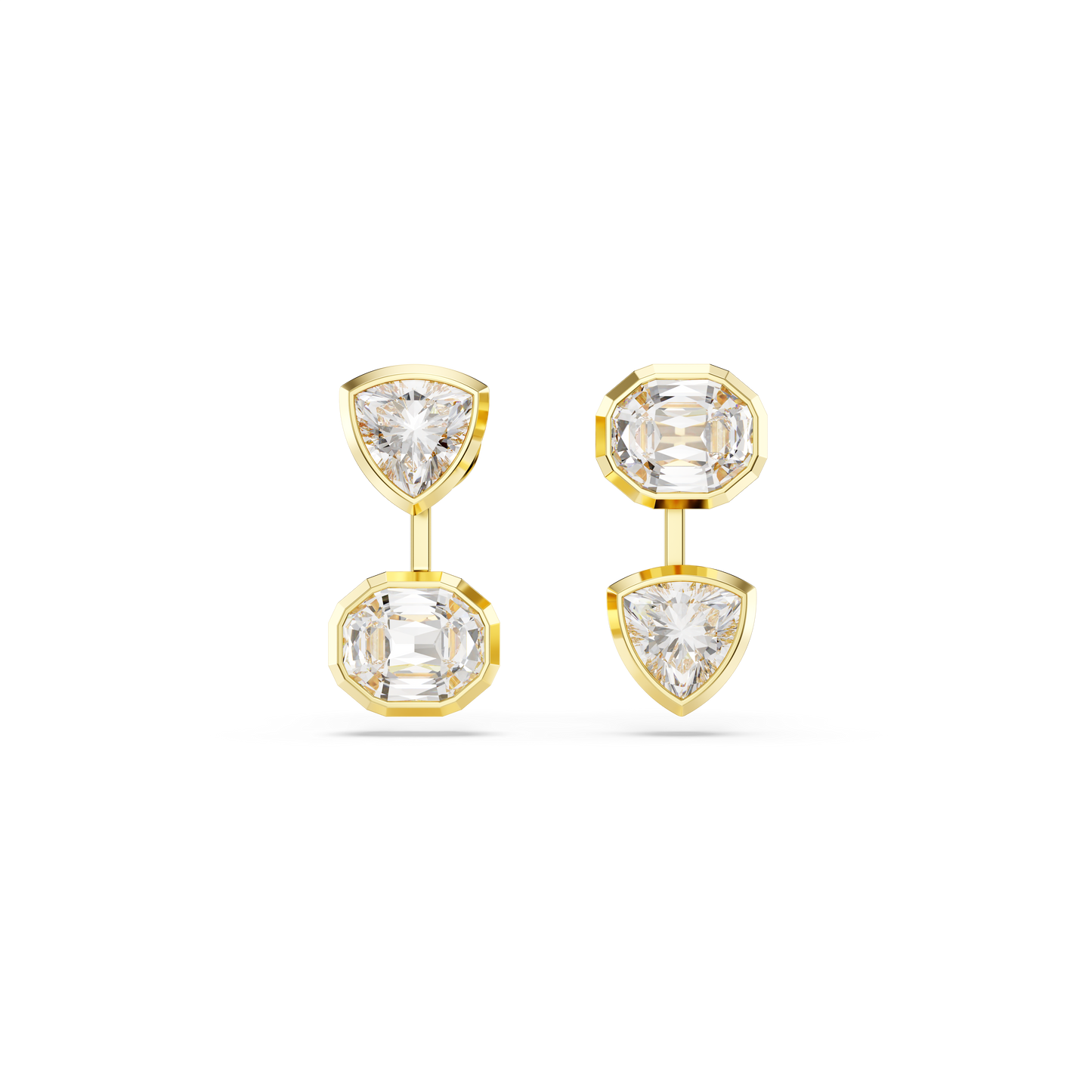 Swarovski Imber earring jackets, Asymmetrical design, Mixed cuts, White, Gold-tone plated