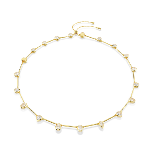 Swarovski Imber Tennis necklace, Magnetic closure, Mixed cuts, White, Gold-tone plated