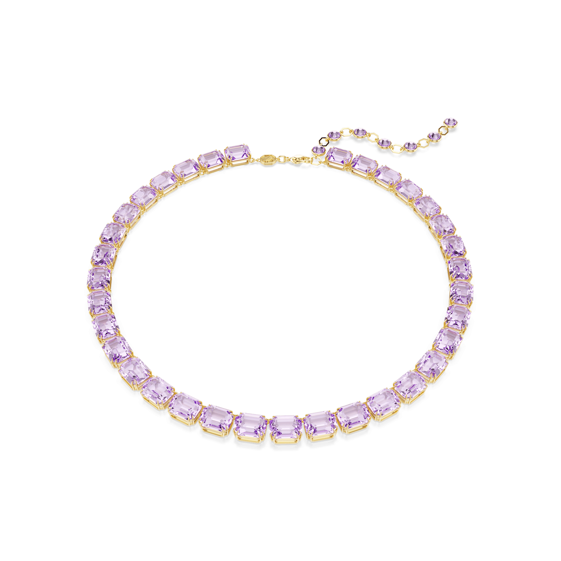 Millenia necklace, Octagon cut, Purple, 18K gold finish