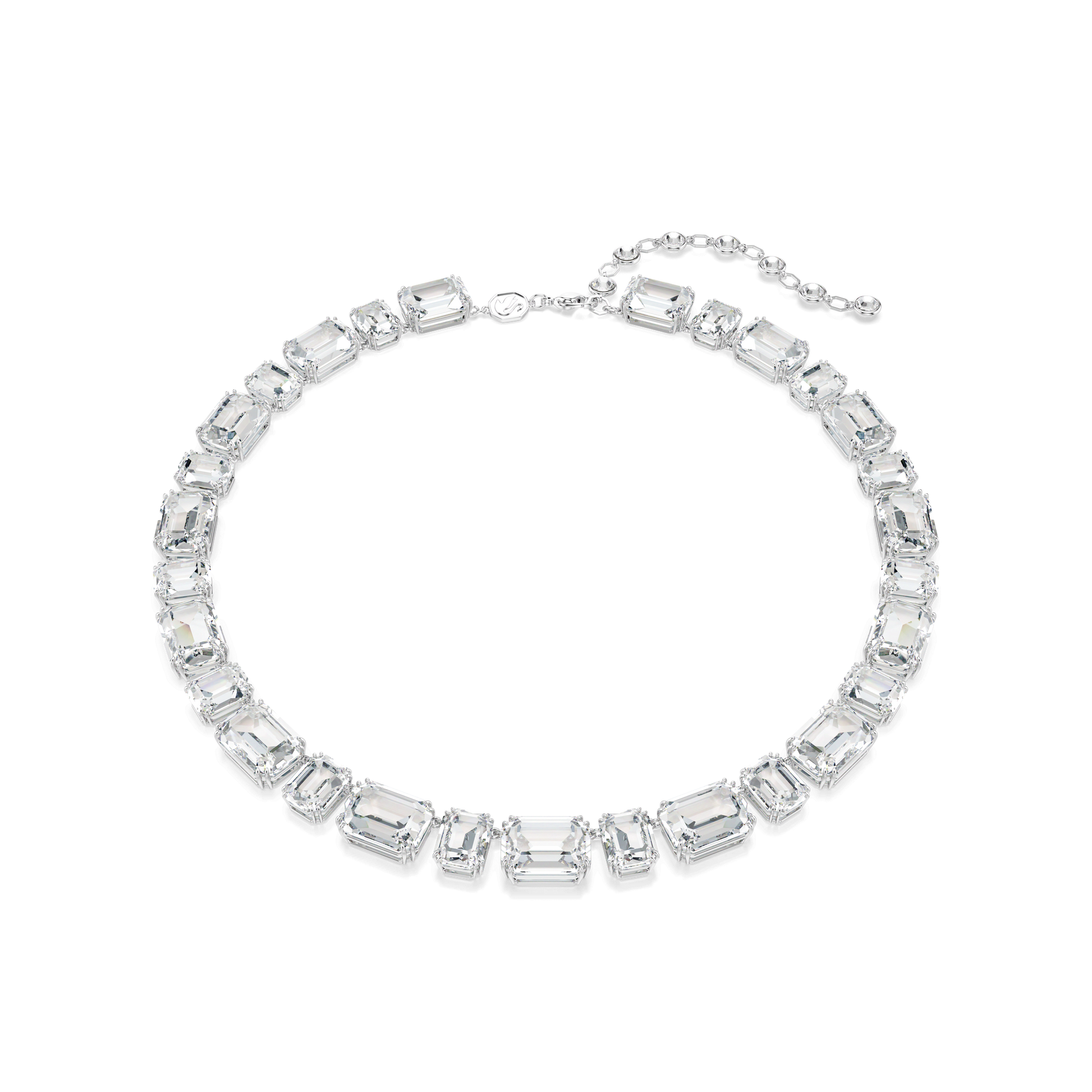 Millenia necklace, Octagon cut, White, Rhodium plated