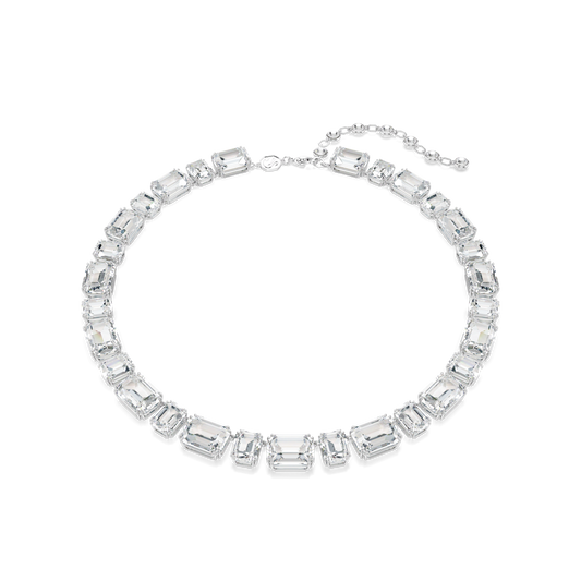 Millenia necklace, Octagon cut, White, Rhodium plated