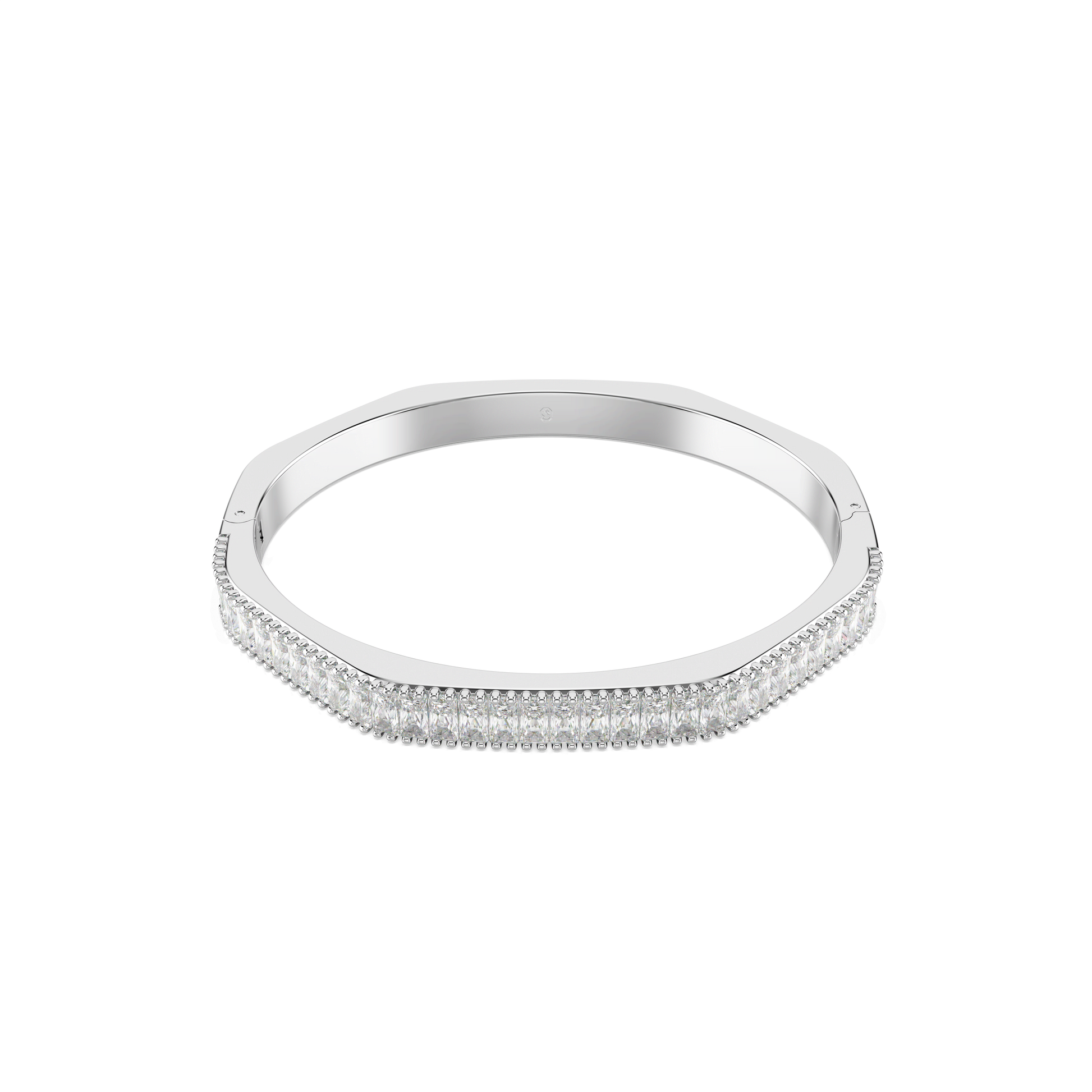 Matrix bangle, Baguette cut, Octagon shape, White, Rhodium plated