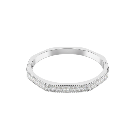 Matrix bangle, Baguette cut, Octagon shape, White, Rhodium plated