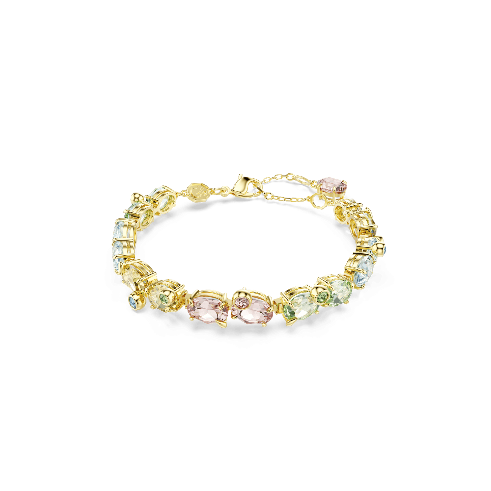 Gema bracelet, Mixed cuts, Multicolored, 18K gold finish