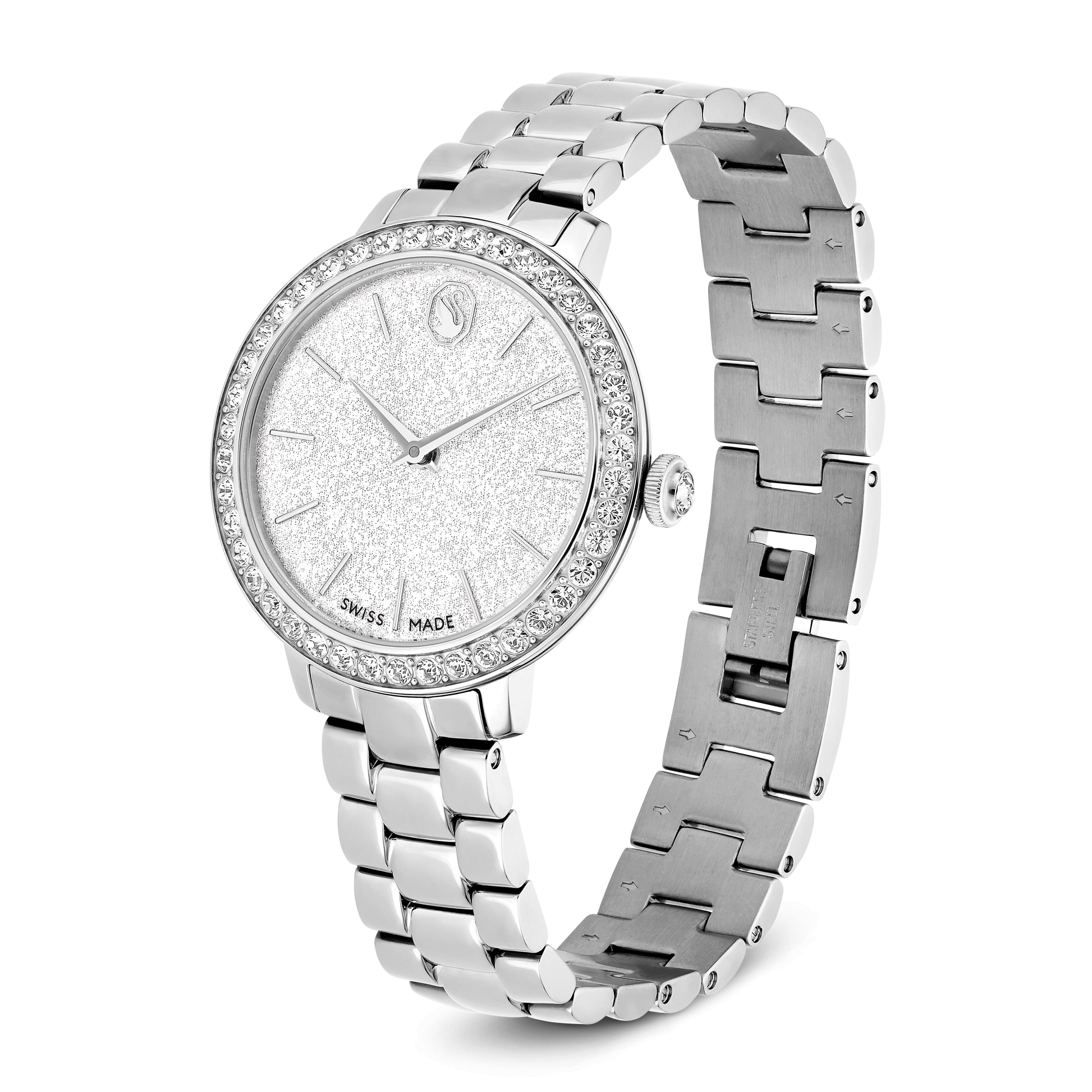 Matrix 3-link watch, Swiss Made, Metal bracelet, Silver tone, Stainless steel