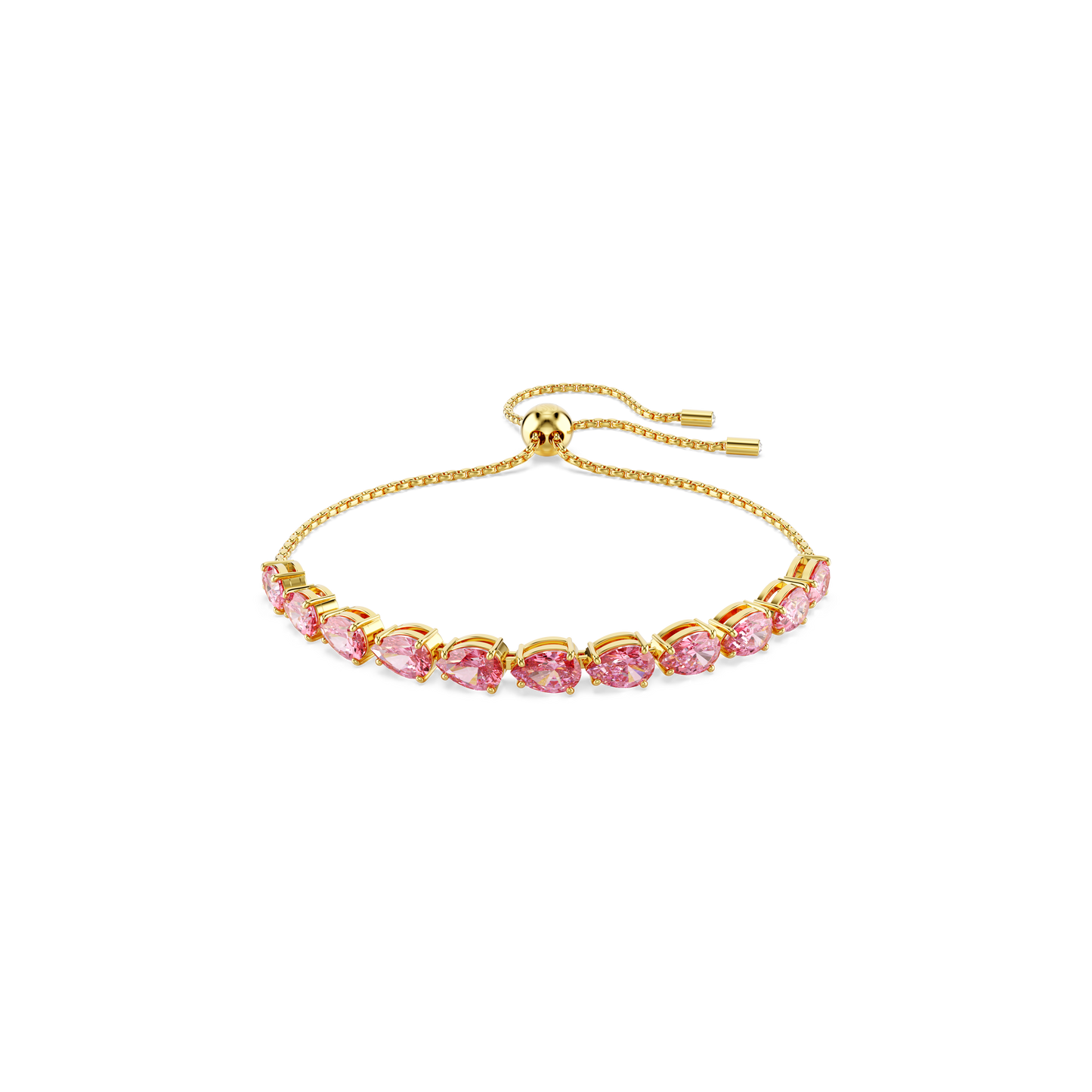 Swarovski Matrix bracelet, Pear cut, Pink, Gold-tone plated