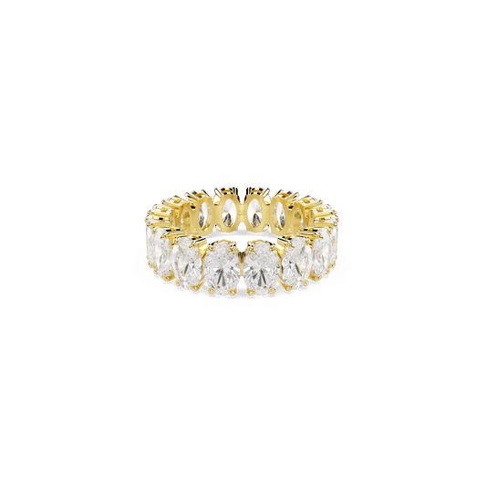 Matrix ring, Oval cut, White, 18K gold finish
