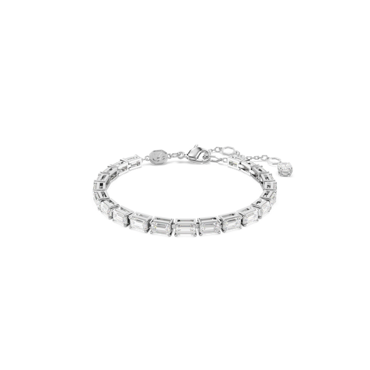 Swarovski Matrix Tennis bracelet, Baguette cut, White, Rhodium plated