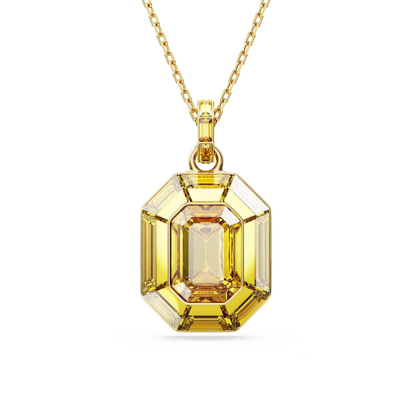 Swarovski Lucent pendant, Octagon shape, Yellow, Gold-tone plated