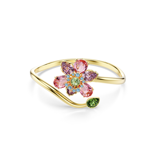 Swarovski Idyllia bangle, Mixed cuts, Flower, Multicolored, Gold-tone plated