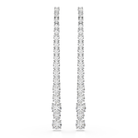 Swarovski Matrix drop earrings, Gradient of round cuts, White, Rhodium plated