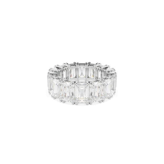 Matrix Vittore ring, Baguette cut, White, Rhodium plated