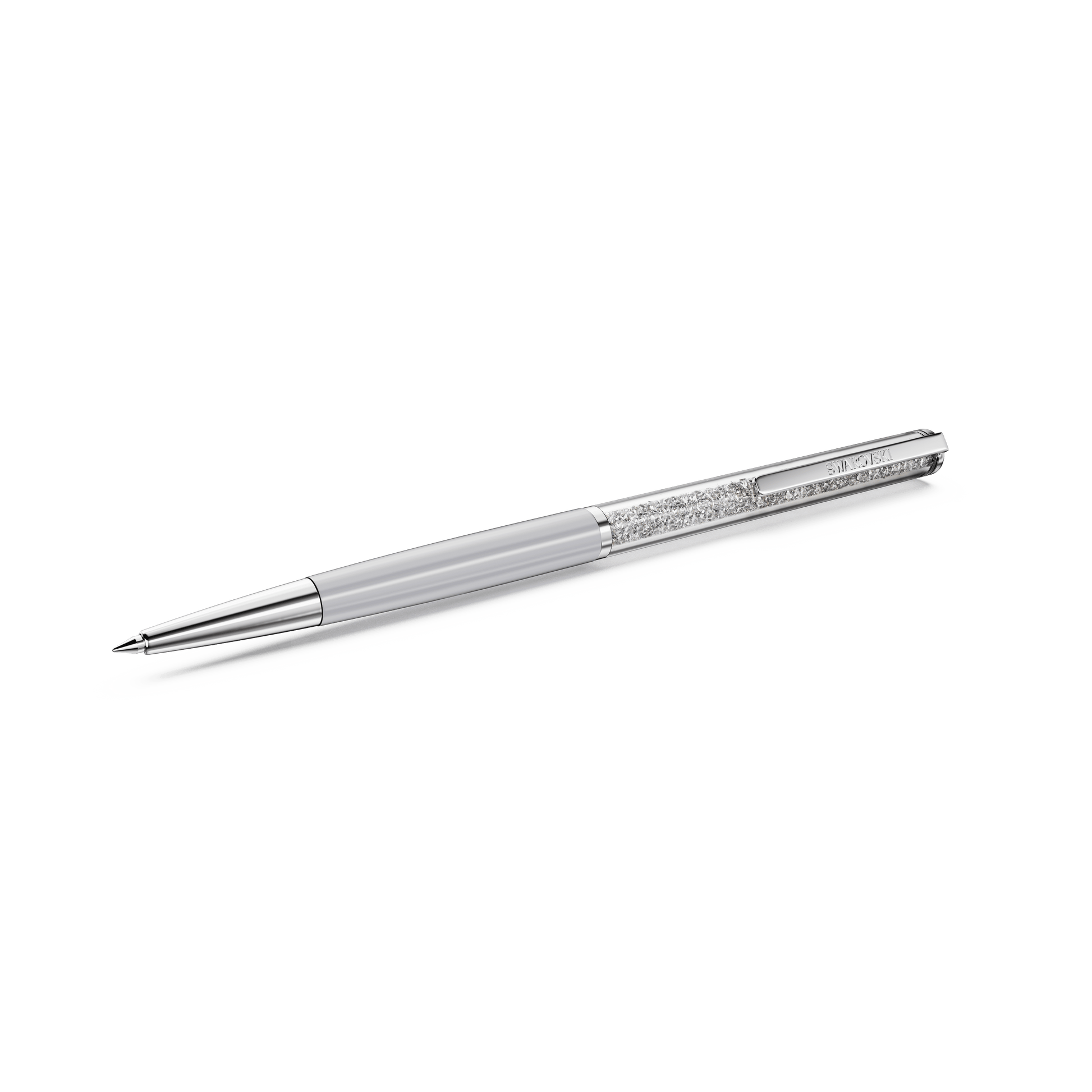 Crystalline ballpoint pen, Gray, Gray lacquered, Chrome Plated