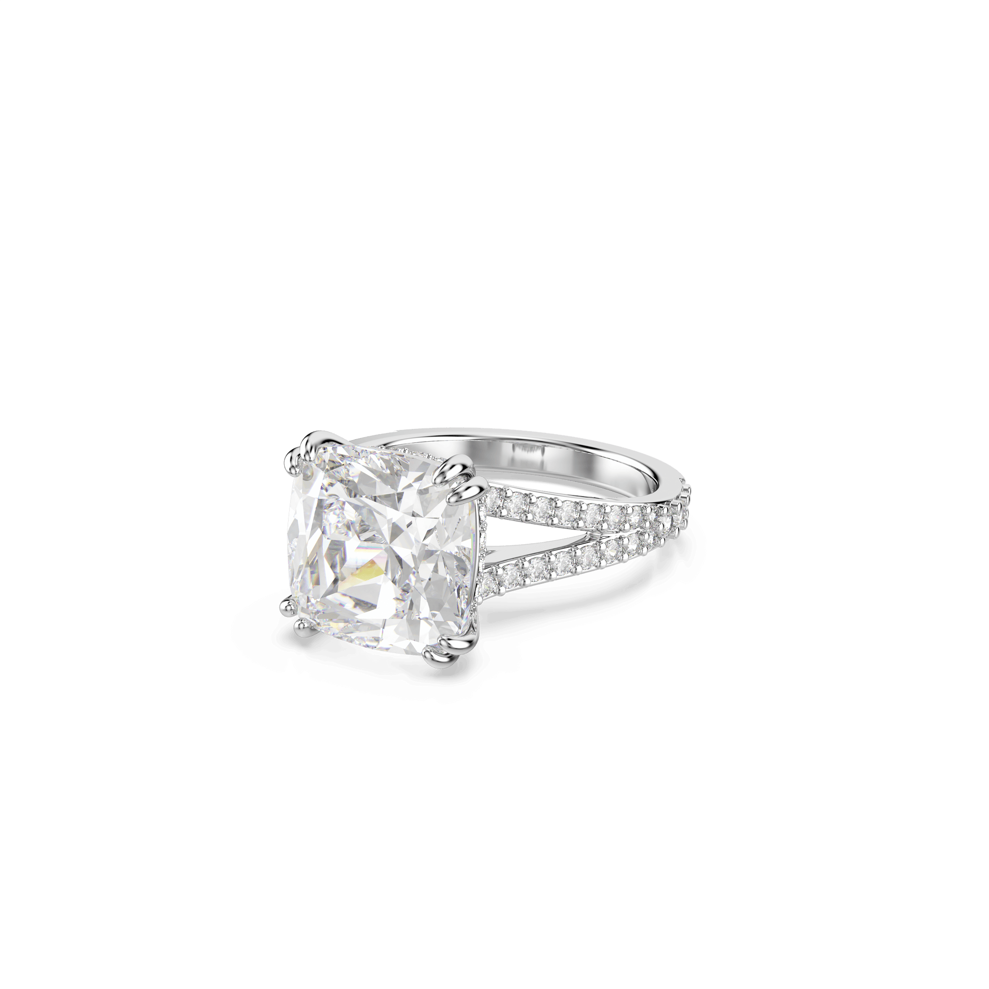 Stilla cocktail ring, Square cut, Pavé, White, Rhodium plated