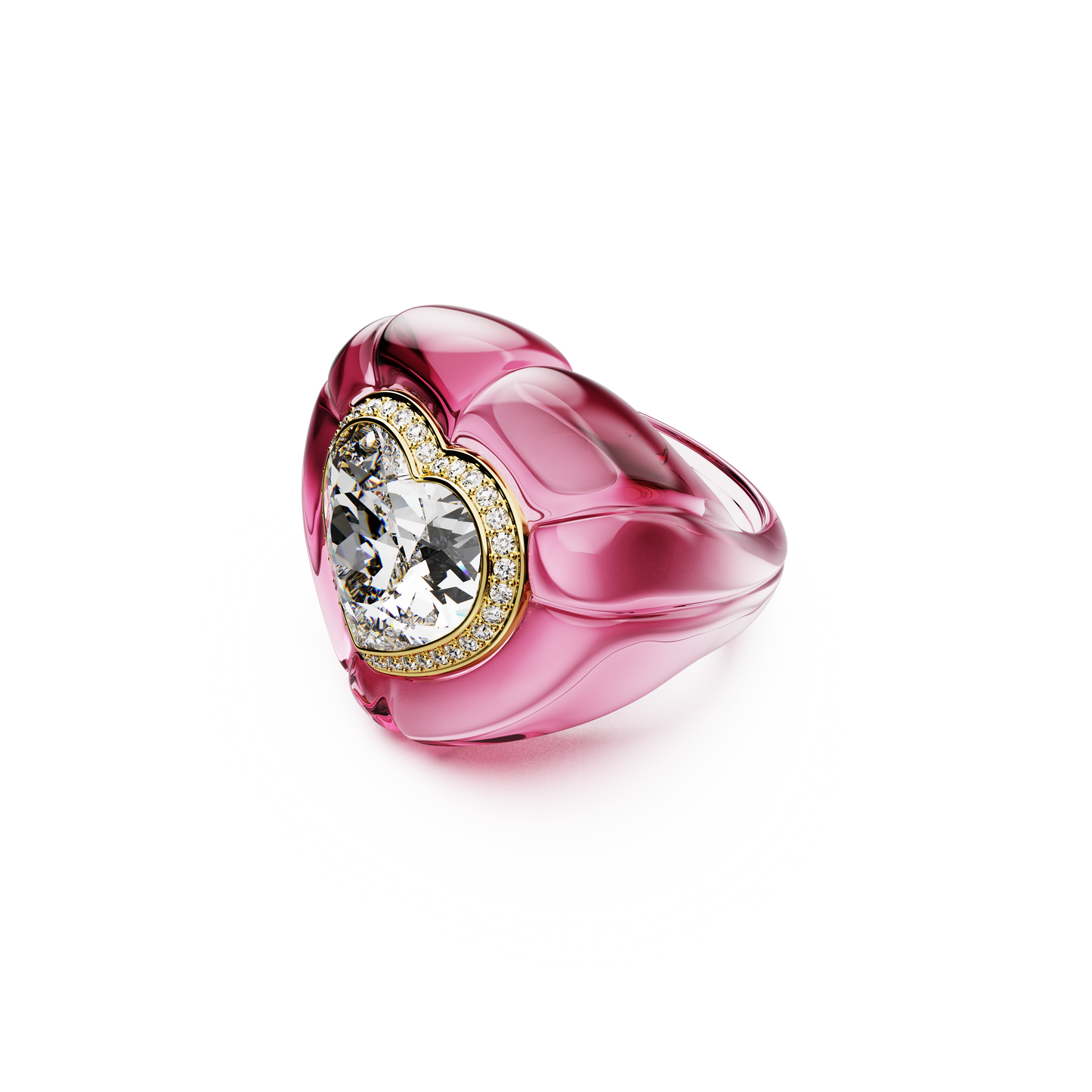 Swarovski Dulcis cocktail ring, Heart cut, Pavé, Heart, Pink