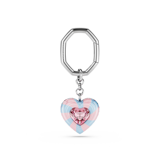 Swarovski Dulcis key ring, Heart cut, Heart, Multicolored, Rhodium plated