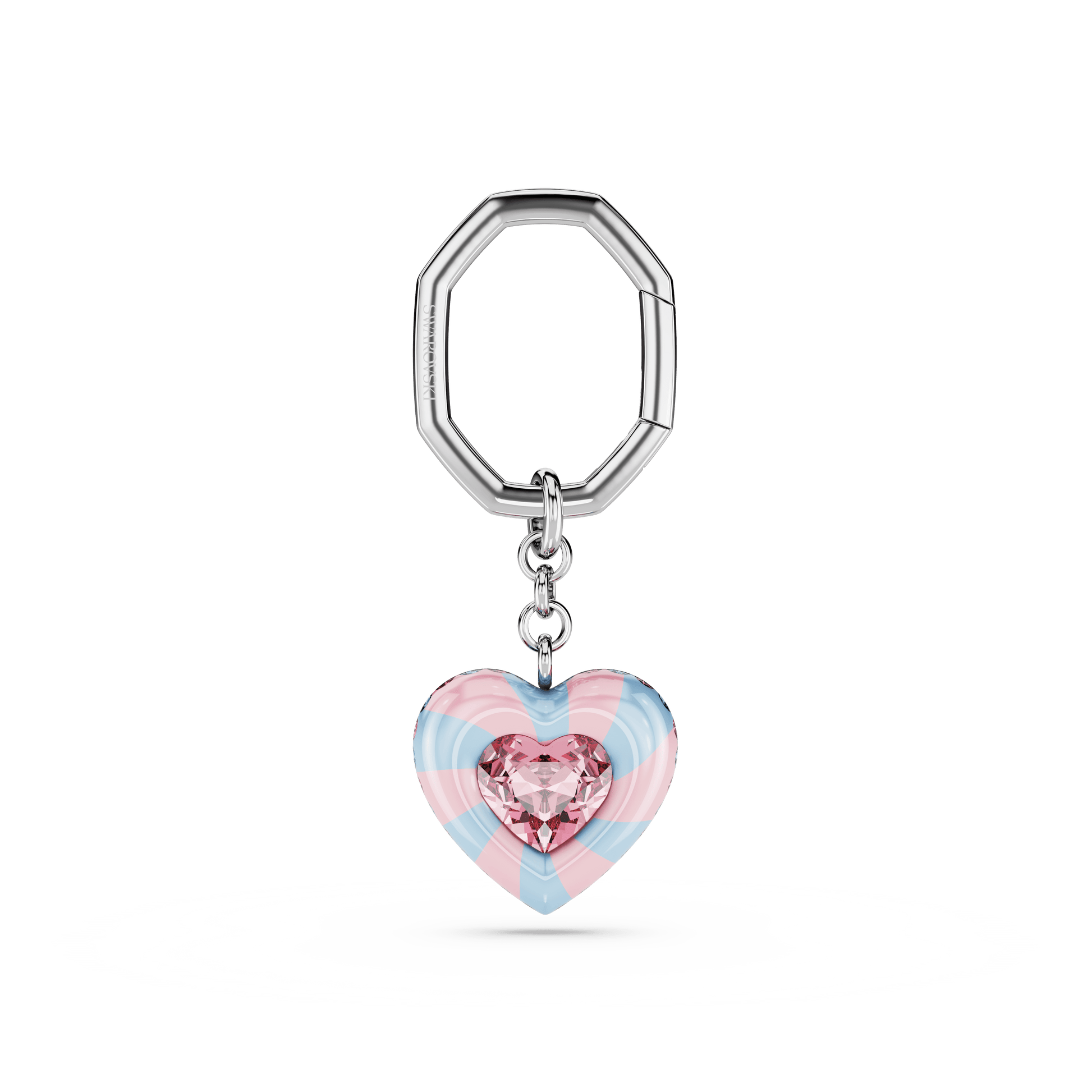 Key ring, Heart cut, Heart, Multicolored, Rhodium plated