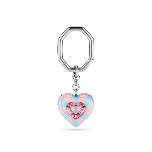 Key ring, Heart cut, Heart, Multicolored, Rhodium plated